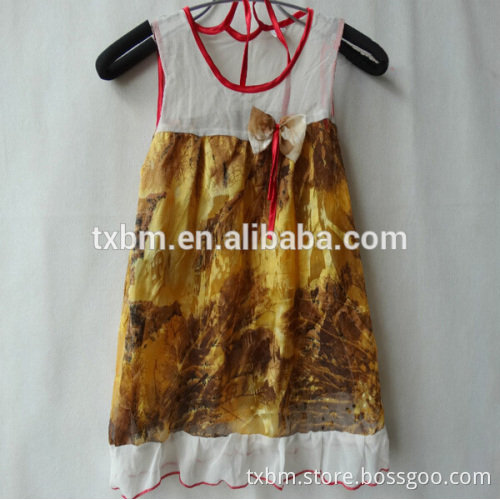 2015 newest style fashion 100% pure minion silk dress for children